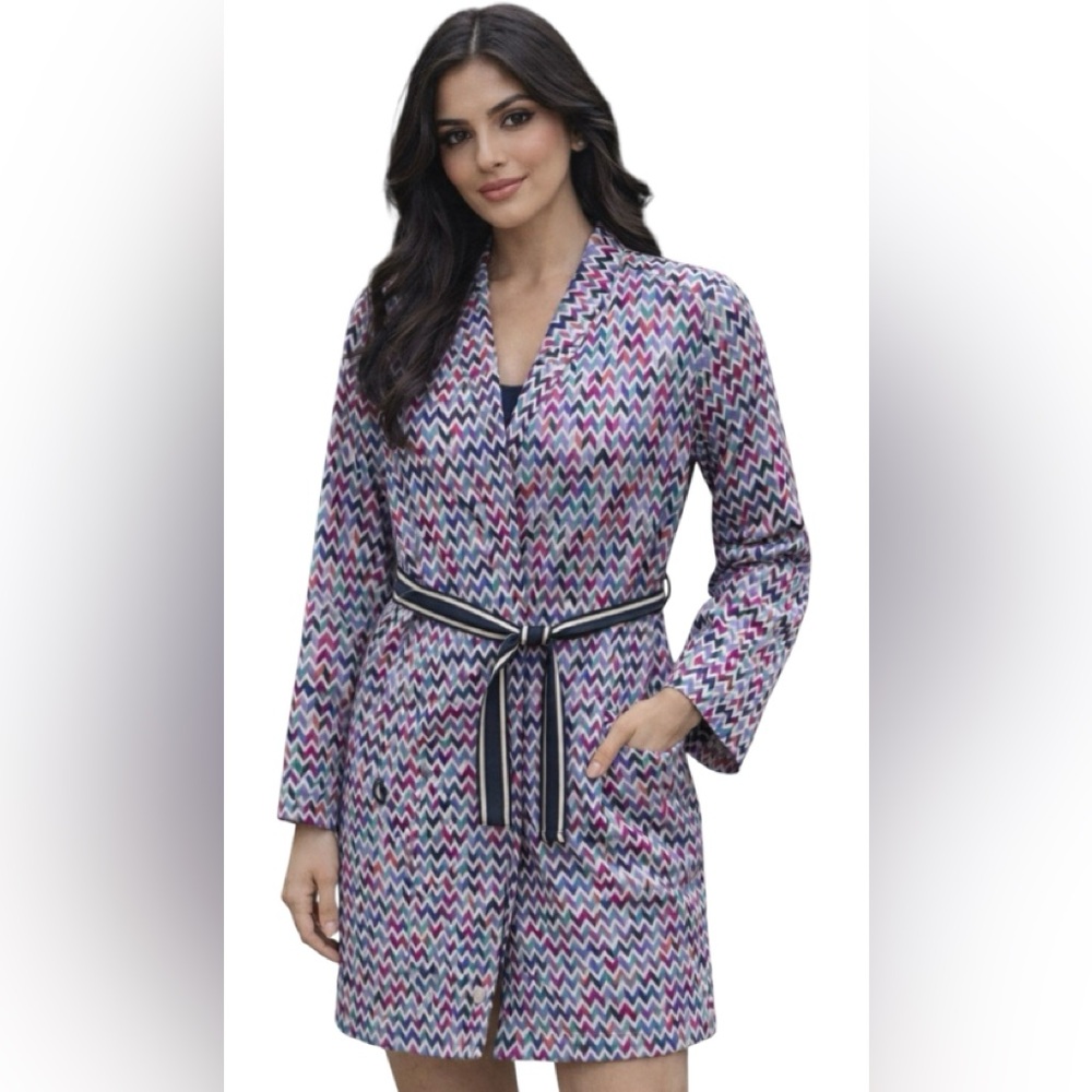 NWT SANDWICH Netherlands Unique Colorful Chevron Belted Coat Dress Size S $275